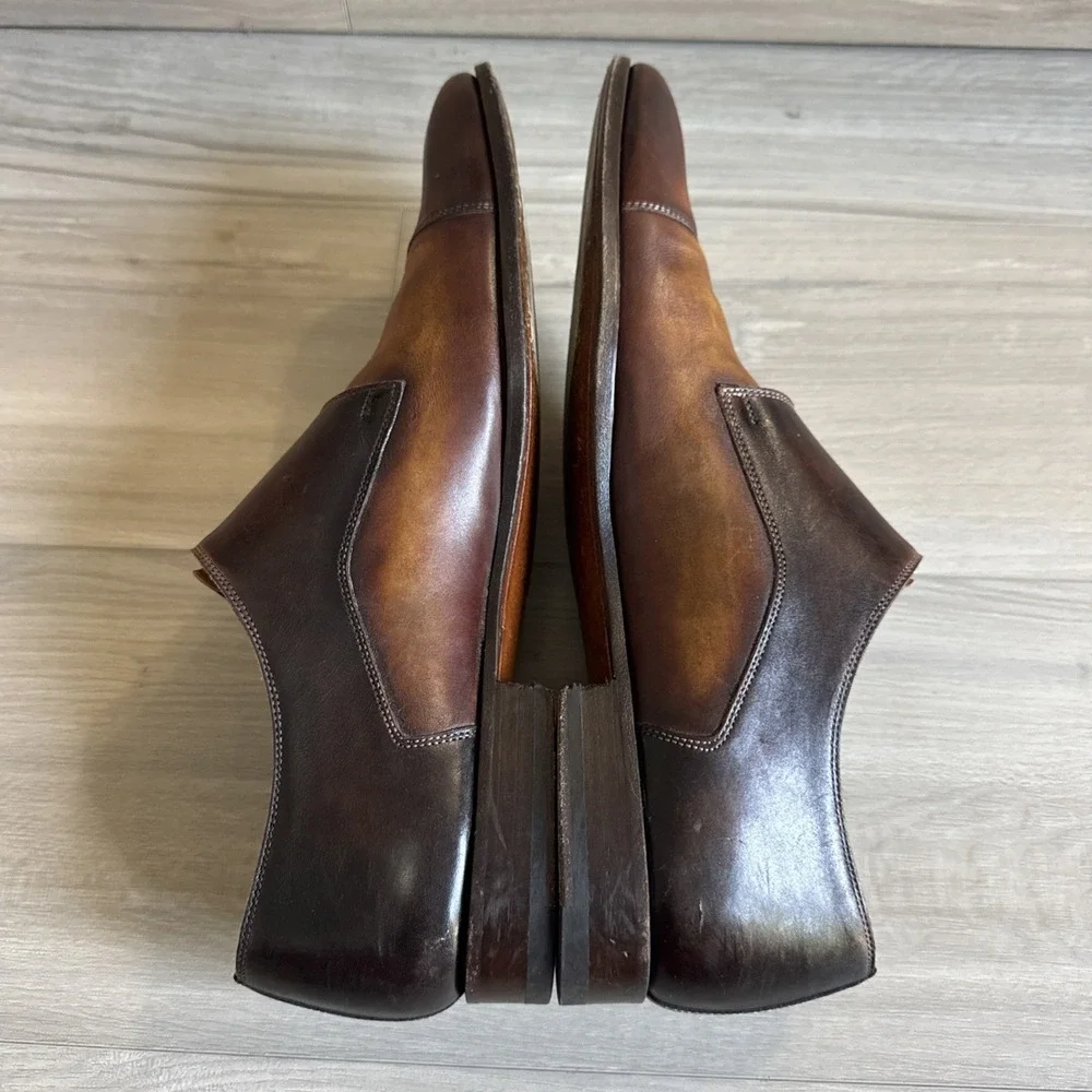 Magnanni Men's Ondara Double-Monk Two-Tone Brown Leather Shoes Size 12 Spain